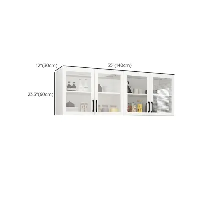White Rectangular Wall-Mounted Wood Display Cabinet Image - 22