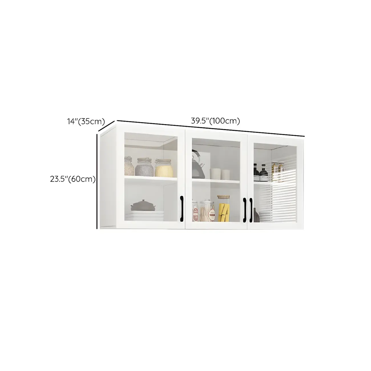White Rectangular Wall-Mounted Wood Display Cabinet Image - 25