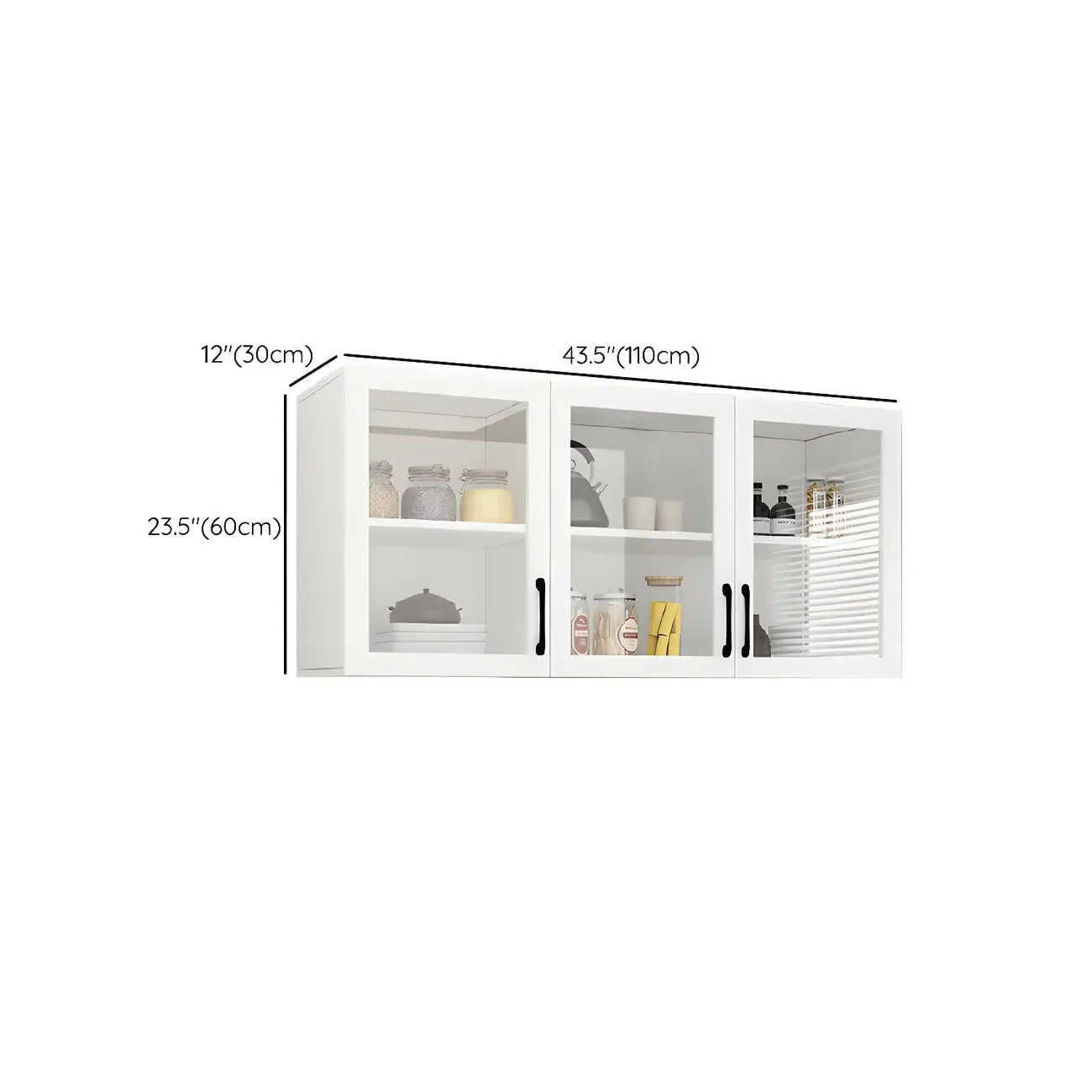 White Rectangular Wall-Mounted Wood Display Cabinet Image - 26