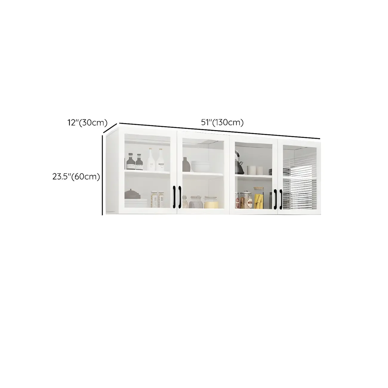 White Rectangular Wall-Mounted Wood Display Cabinet Image - 28