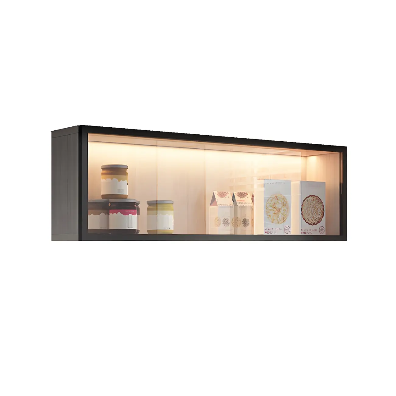 Modern Grey Wood Glass Door Wall-Mounted Display Cabinet Image - 5 | homeyfad