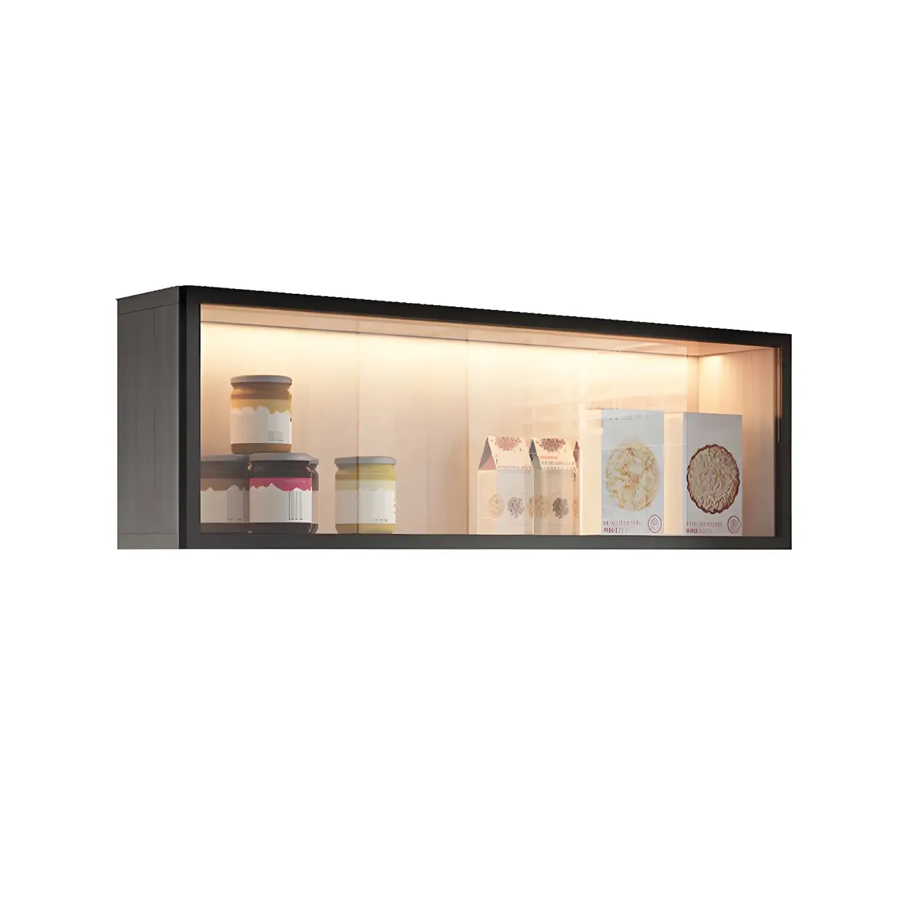 Modern Grey Wood Glass Door Wall-Mounted Display Cabinet | HomeyFad