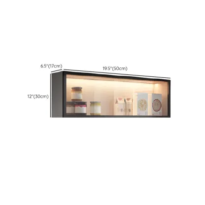 Modern Grey Wood Glass Door Wall-Mounted Display Cabinet #size