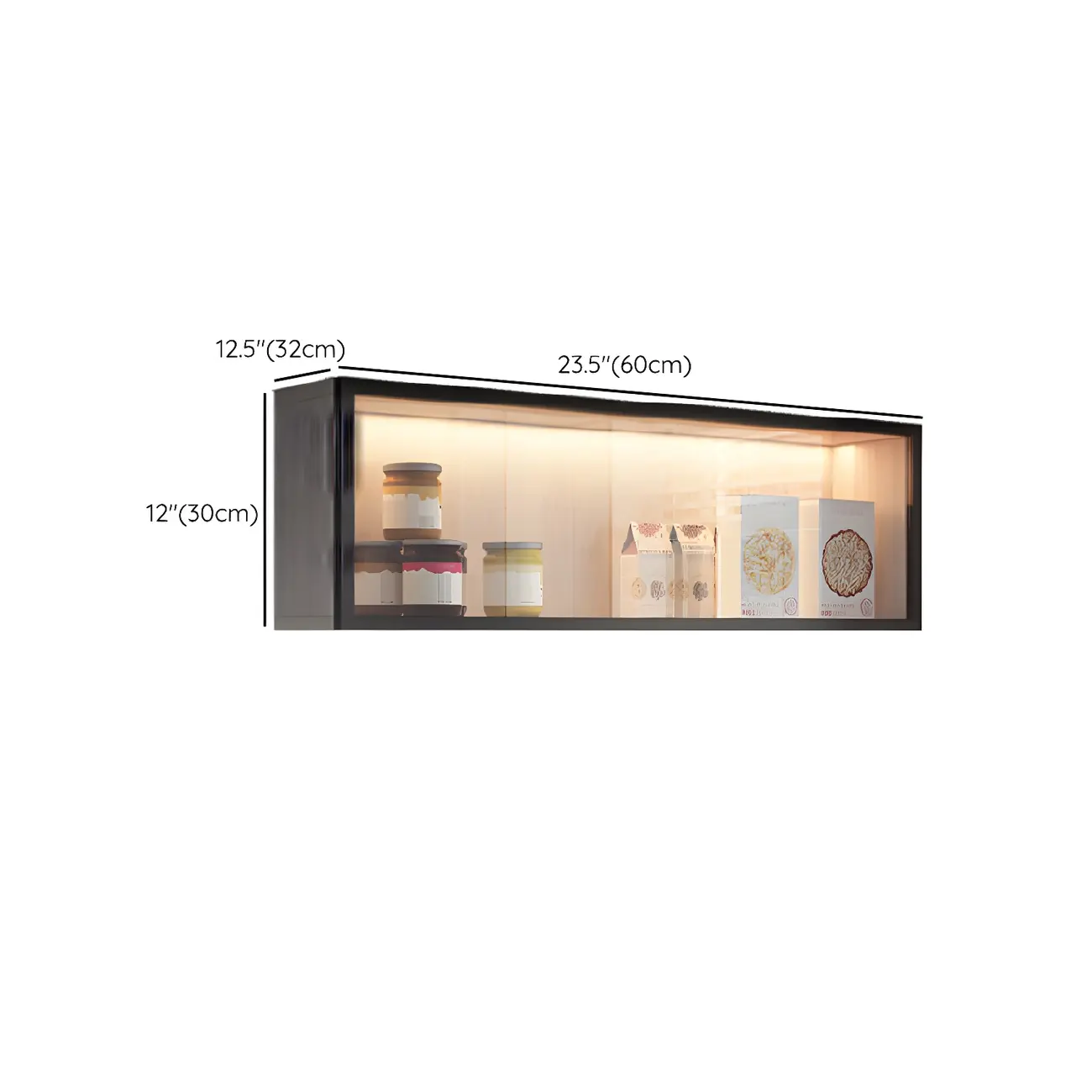 Modern Grey Wood Glass Door Wall-Mounted Display Cabinet Image - 9 | homeyfad