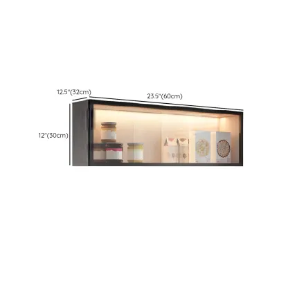 Modern Grey Wood Glass Door Wall-Mounted Display Cabinet Image - 9