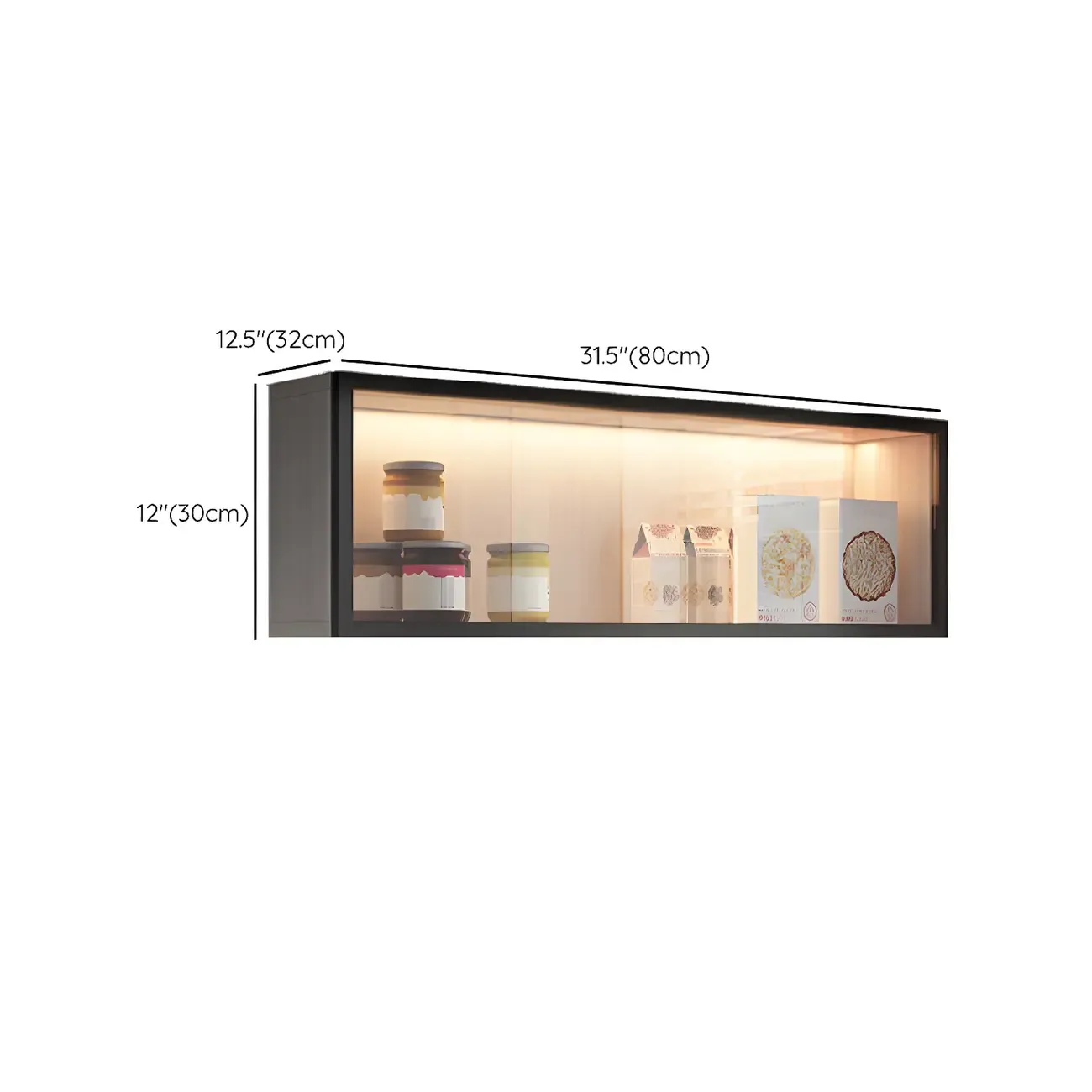 Modern Grey Wood Glass Door Wall-Mounted Display Cabinet Image - 11