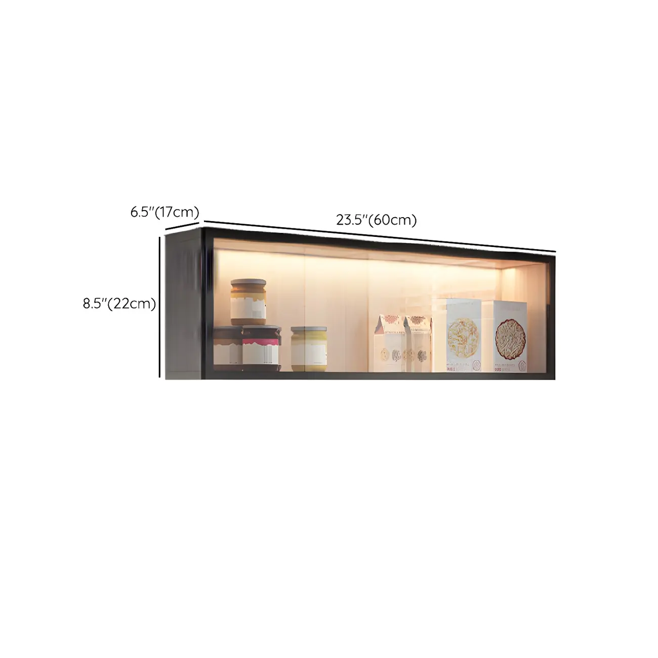 Modern Grey Wood Glass Door Wall-Mounted Display Cabinet Image - 13 | homeyfad
