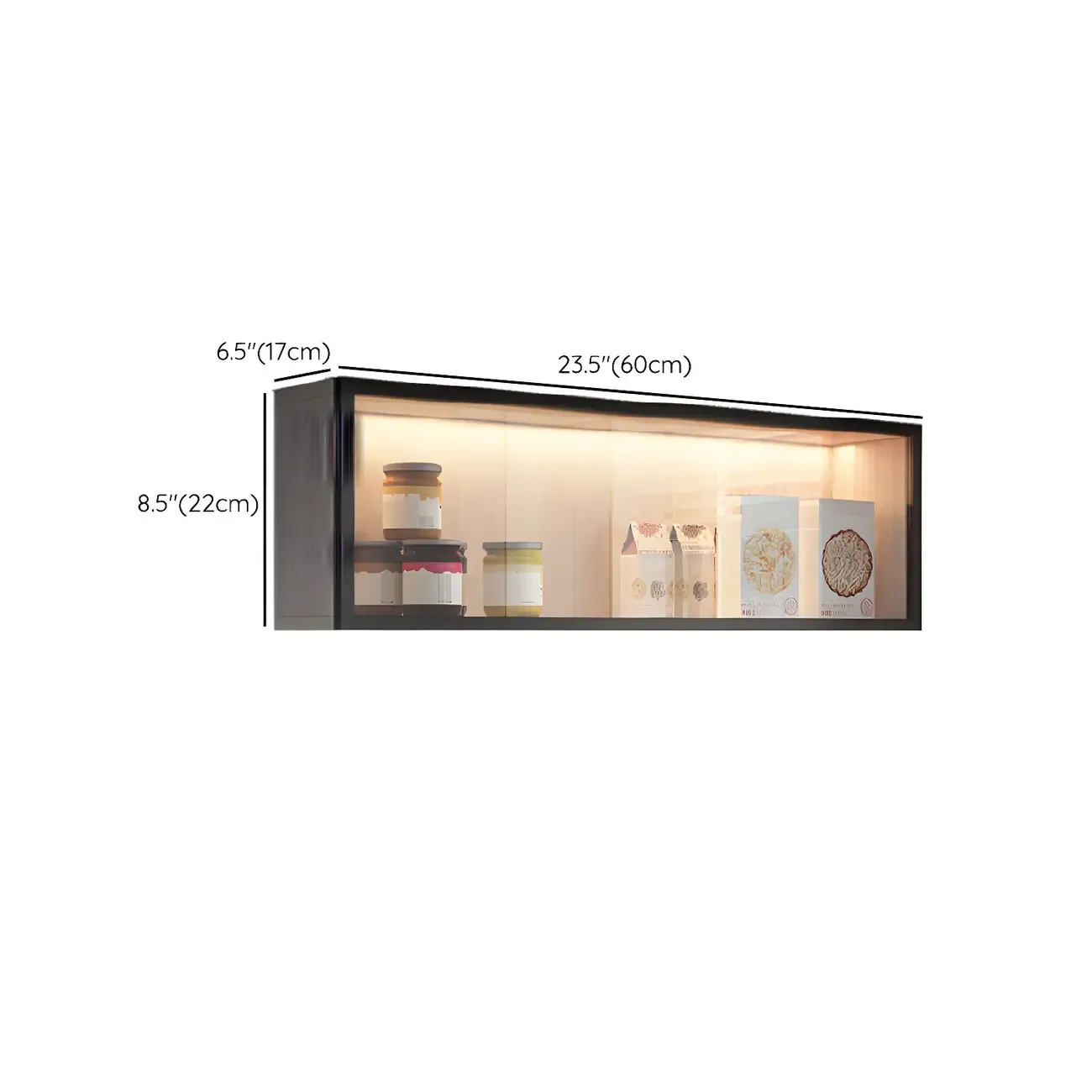 Modern Grey Wood Glass Door Wall-Mounted Display Cabinet Image - 13
