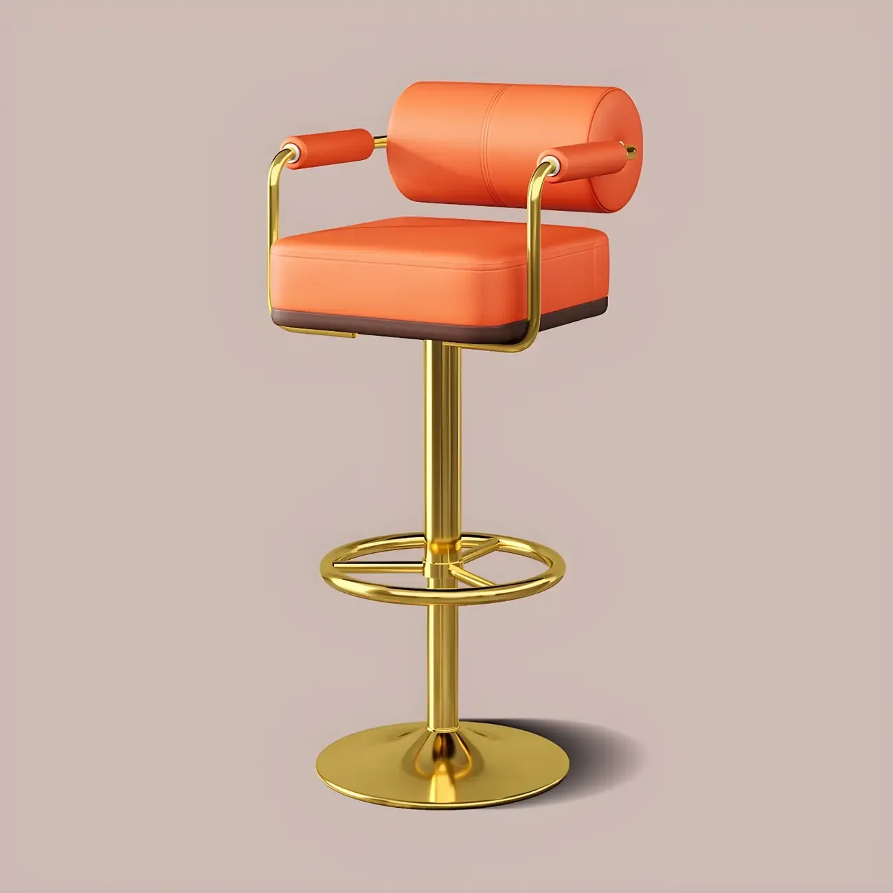 Stylish Leather Adjustable Bar Stools with Backrest for Home Bar Image - 4