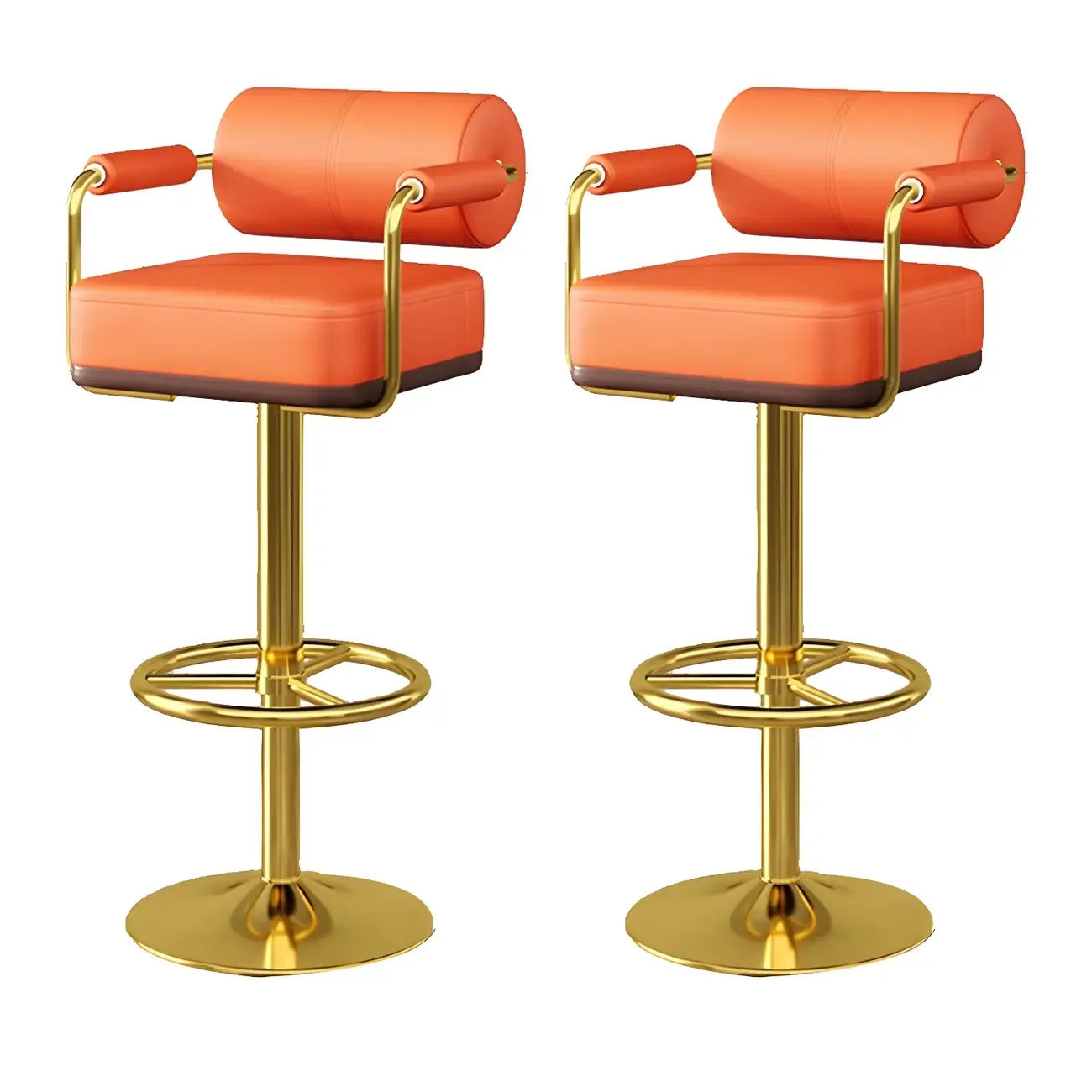 Stylish Leather Adjustable Bar Stools with Backrest for Home Bar Image - 5