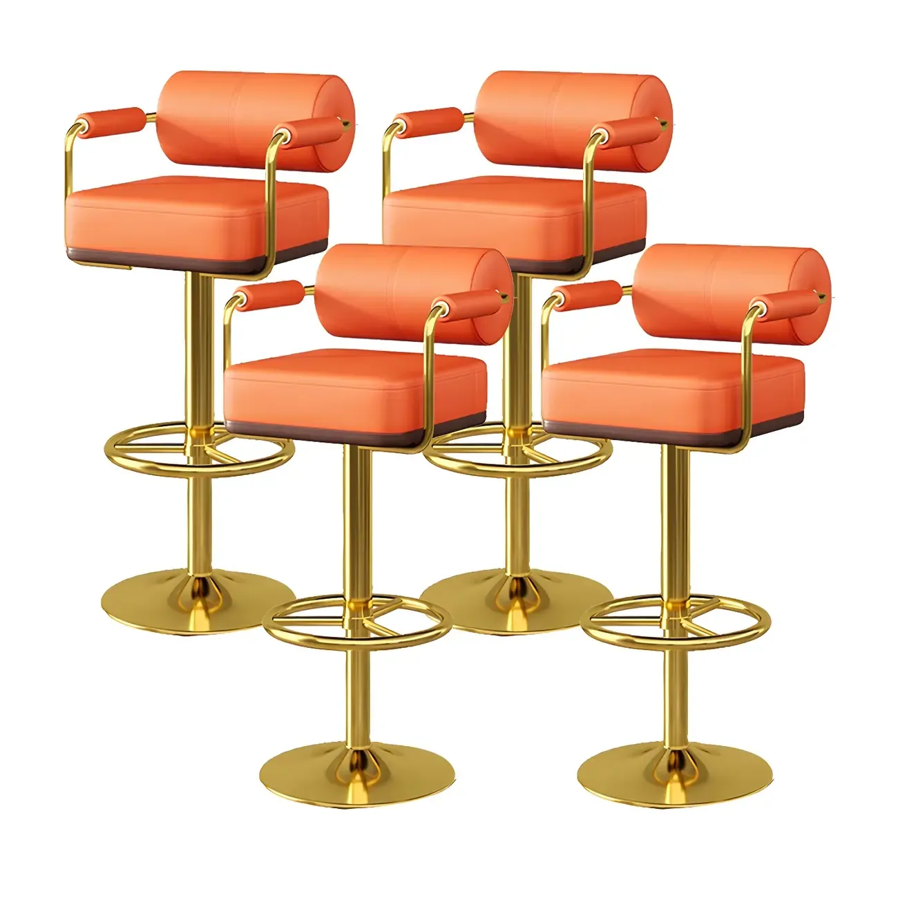 Stylish Leather Adjustable Bar Stools with Backrest for Home Bar Image - 6