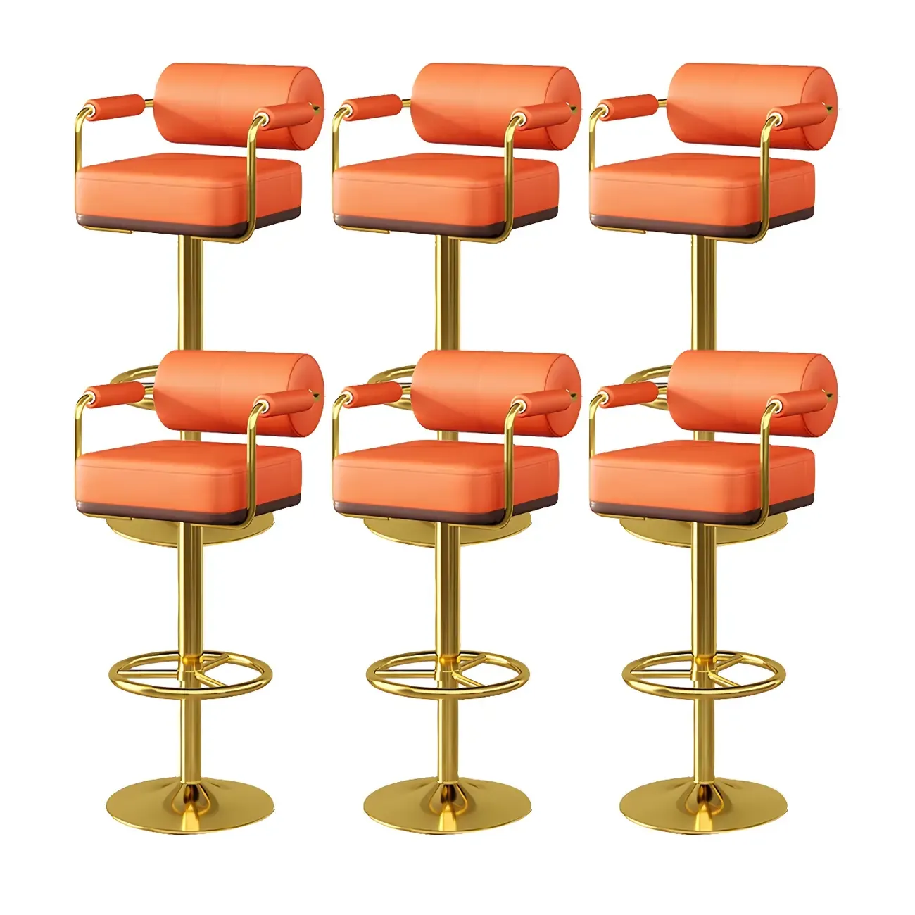 Stylish Leather Adjustable Bar Stools with Backrest for Home Bar Image - 8