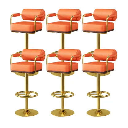 Stylish Leather Adjustable Bar Stools with Backrest for Home Bar Image - 8