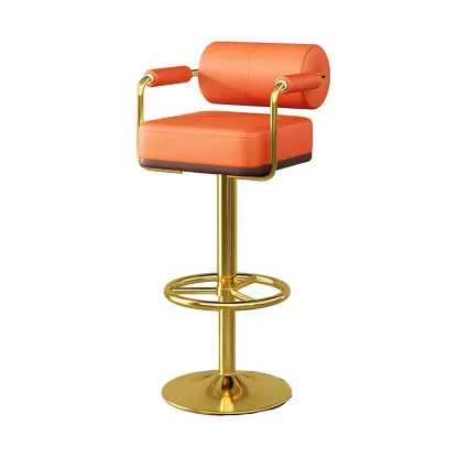 Stylish Leather Adjustable Bar Stools with Backrest for Home Bar Image - 9