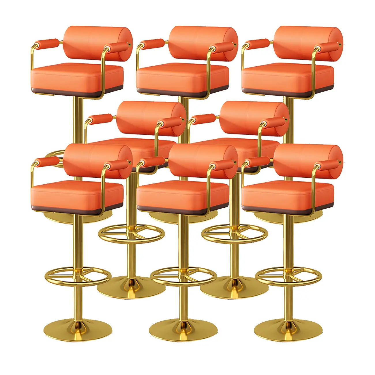 Stylish Leather Adjustable Bar Stools with Backrest for Home Bar Image - 10 | homeyfad