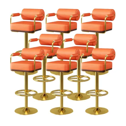 Stylish Leather Adjustable Bar Stools with Backrest for Home Bar Image - 10