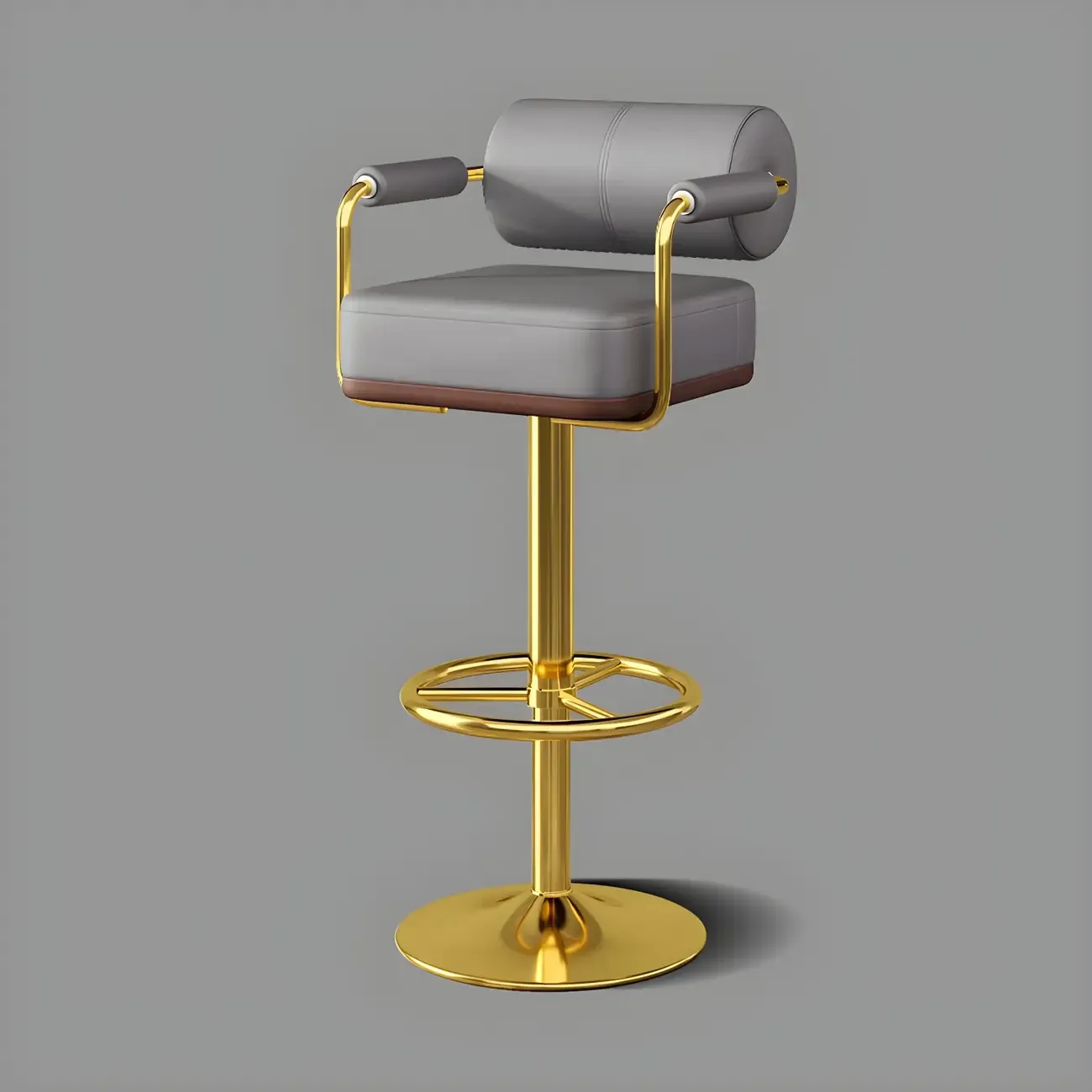Stylish Leather Adjustable Bar Stools with Backrest for Home Bar Image - 12