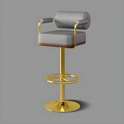 Stylish Leather Adjustable Bar Stools with Backrest for Home Bar Image - 12