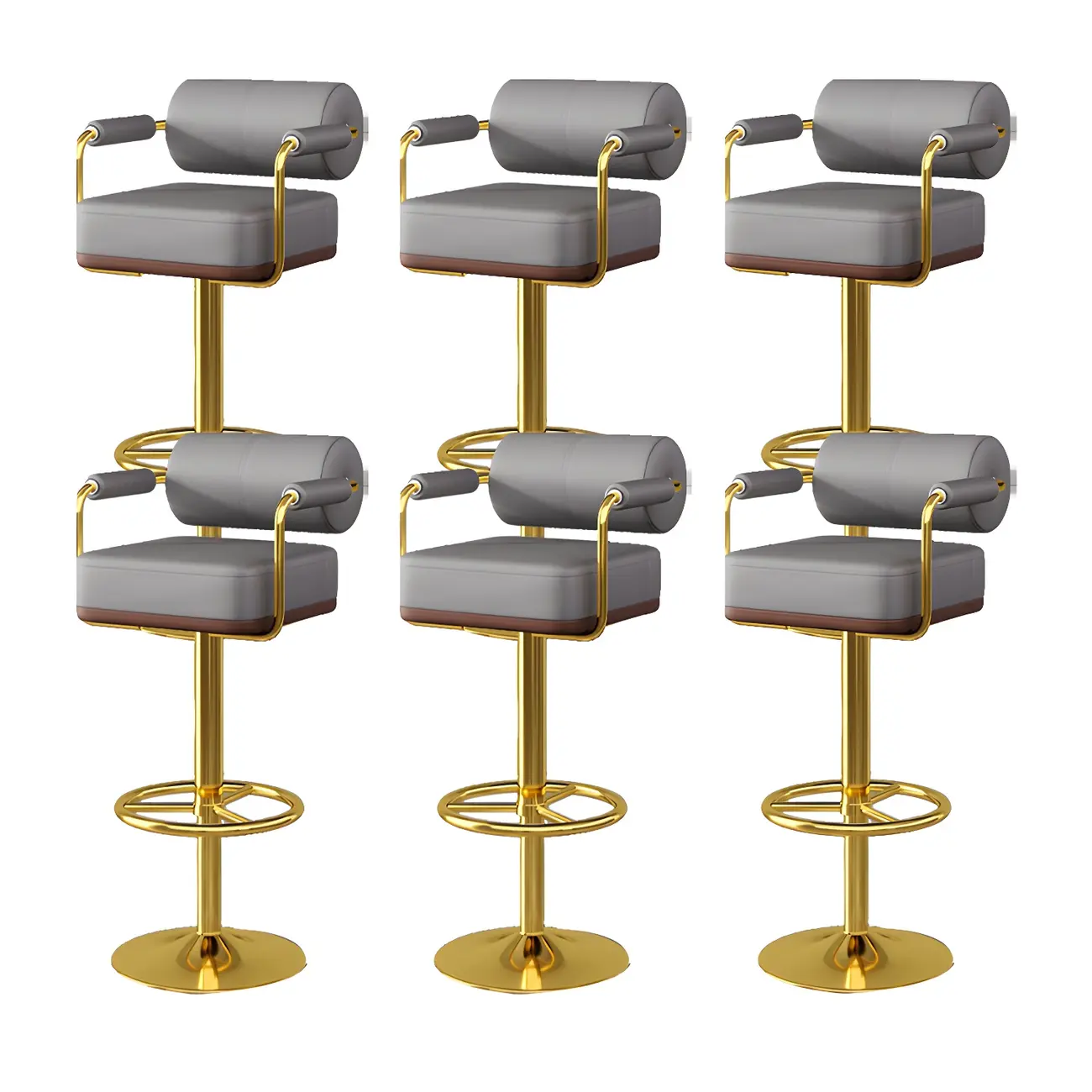 Stylish Leather Adjustable Bar Stools with Backrest for Home Bar Image - 16 | homeyfad