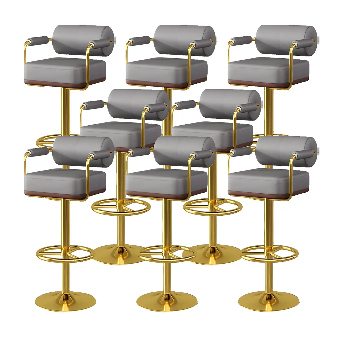 Stylish Leather Adjustable Bar Stools with Backrest for Home Bar Image - 17