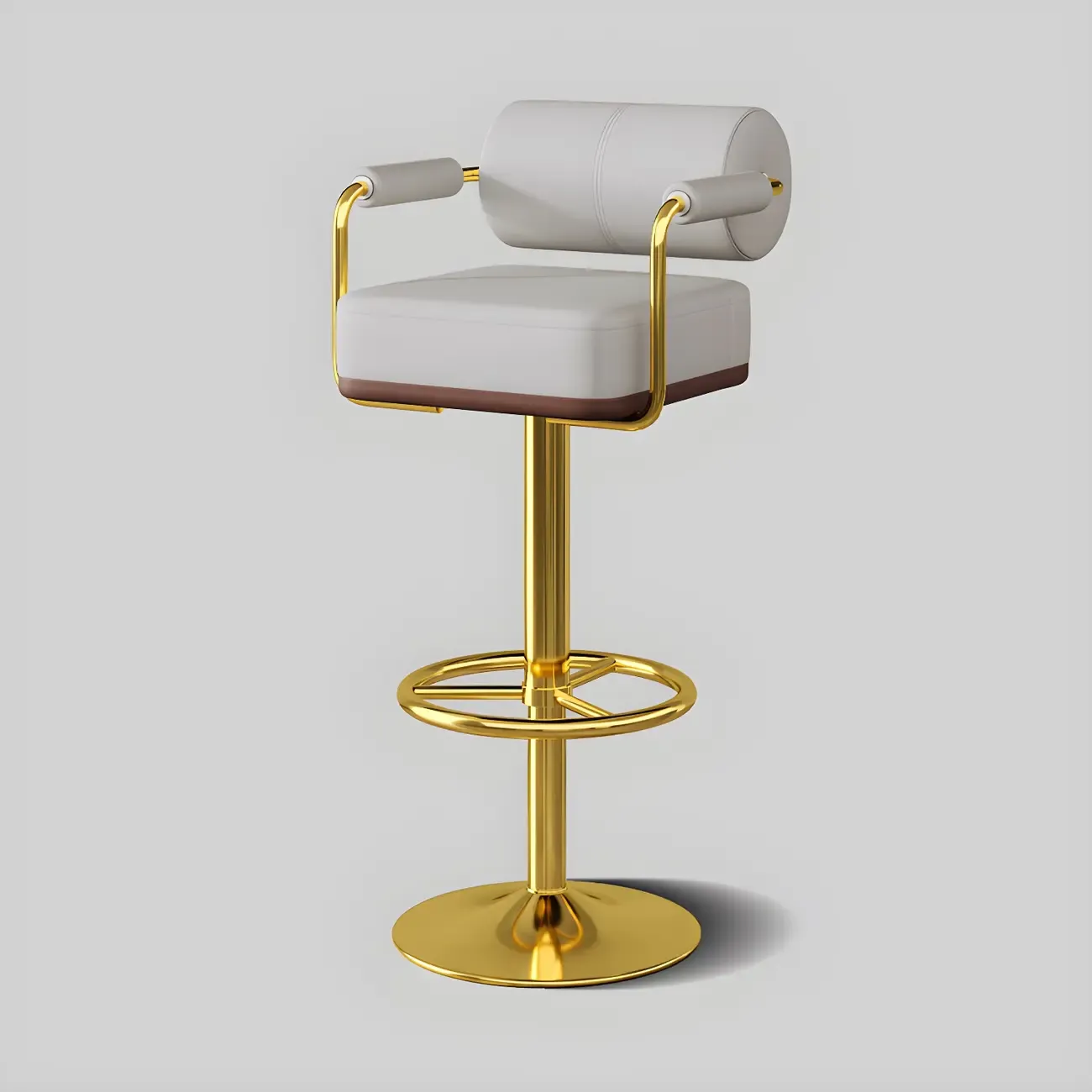 Stylish Leather Adjustable Bar Stools with Backrest for Home Bar Image - 18