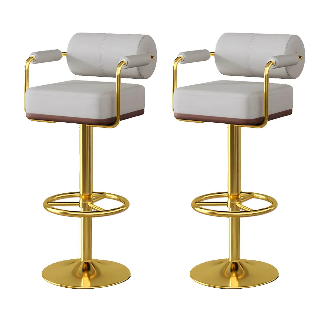 Stylish Leather Adjustable Bar Stools with Backrest for Home Bar Image - 19 | homeyfad