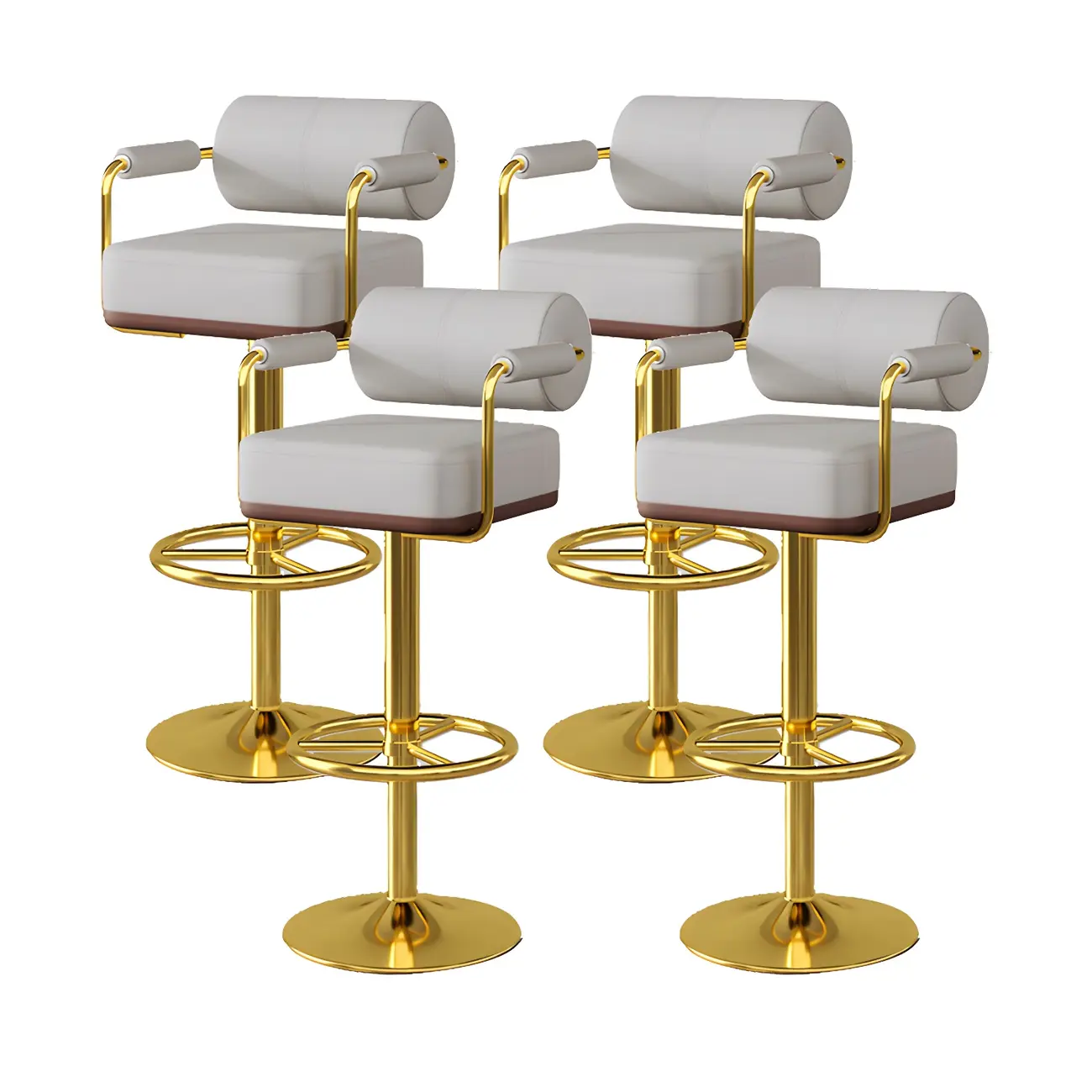 Stylish Leather Adjustable Bar Stools with Backrest for Home Bar Image - 20 | homeyfad