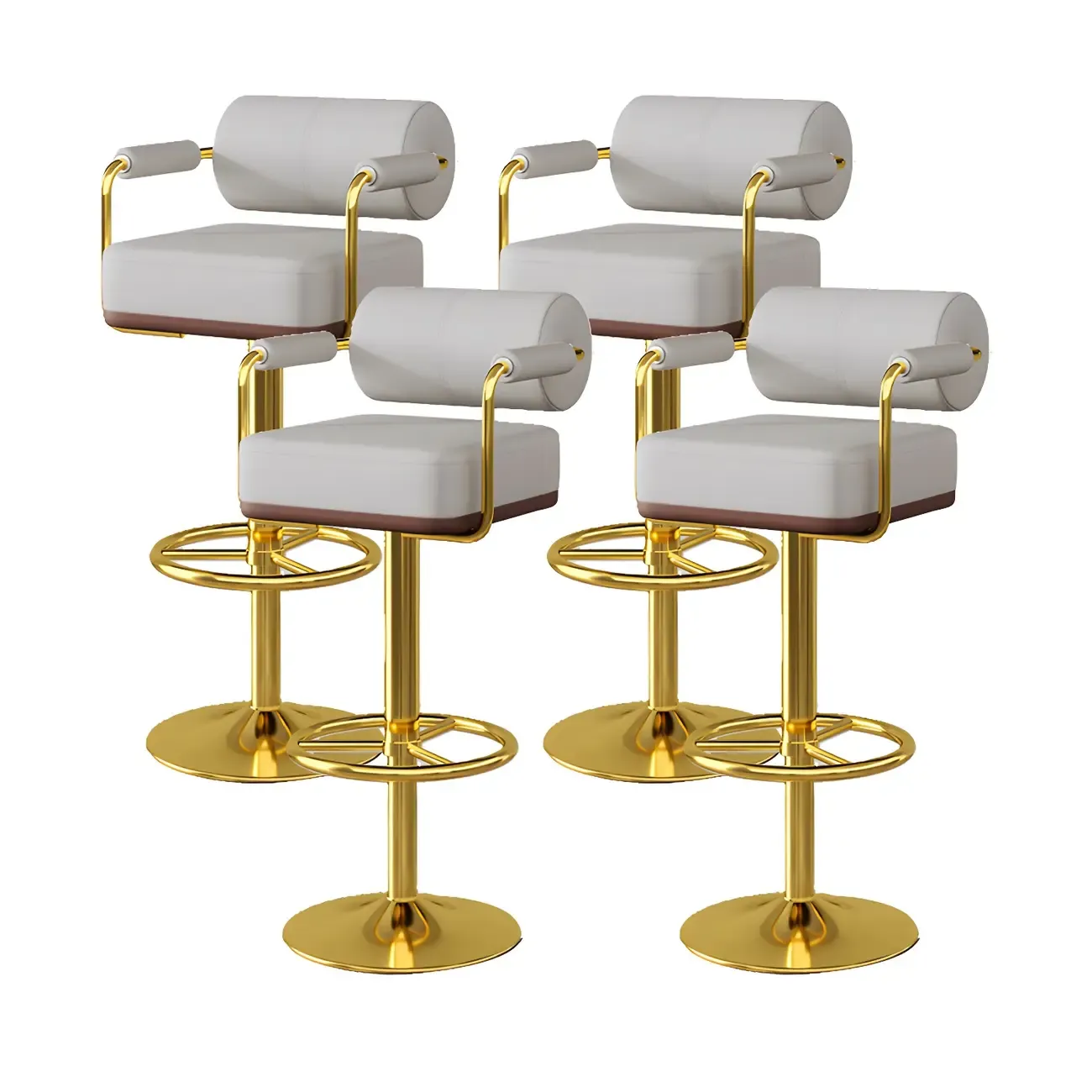 Stylish Leather Adjustable Bar Stools with Backrest for Home Bar Image - 20