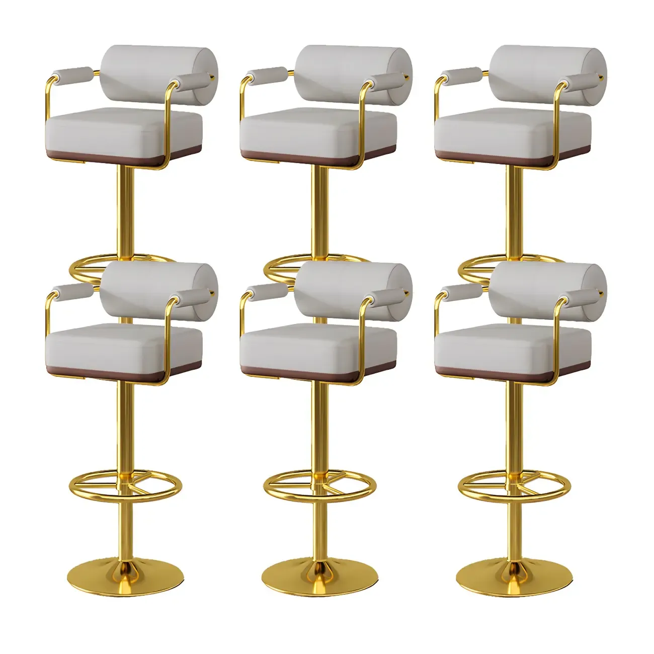 Stylish Leather Adjustable Bar Stools with Backrest for Home Bar Image - 21