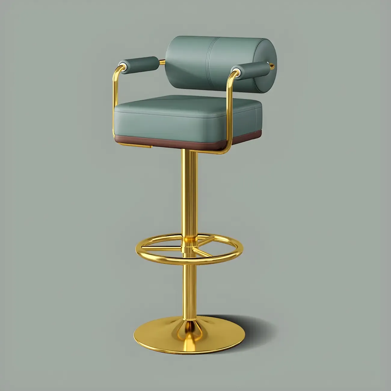 Stylish Leather Adjustable Bar Stools with Backrest for Home Bar Image - 23