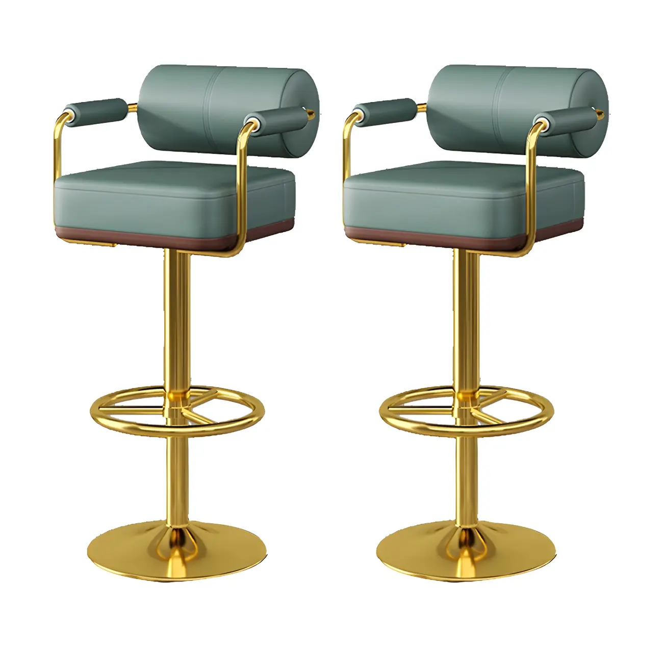 Stylish Leather Adjustable Bar Stools with Backrest for Home Bar Image - 24 | homeyfad