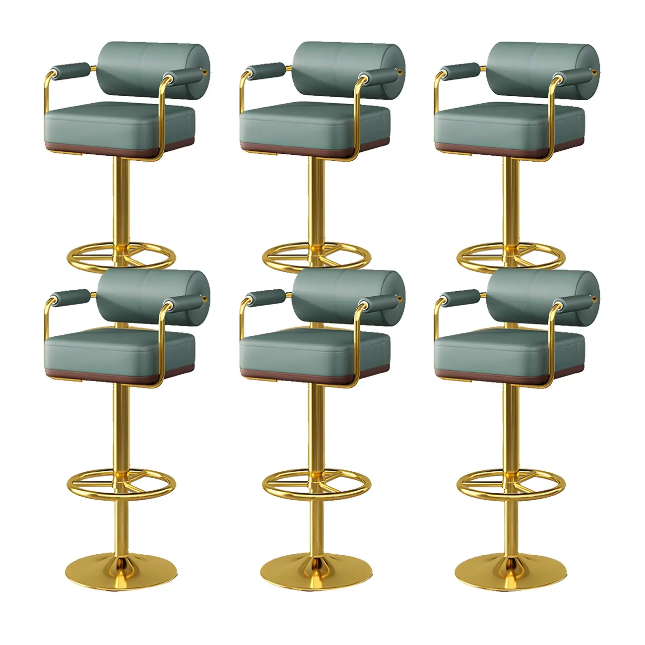 Stylish Leather Adjustable Bar Stools with Backrest for Home Bar Image - 26 | homeyfad
