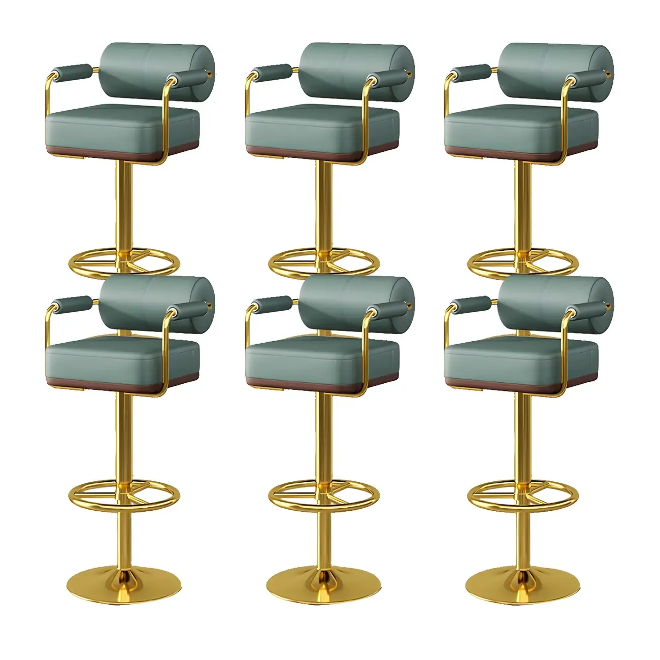 Stylish Leather Adjustable Bar Stools with Backrest for Home Bar Image - 26