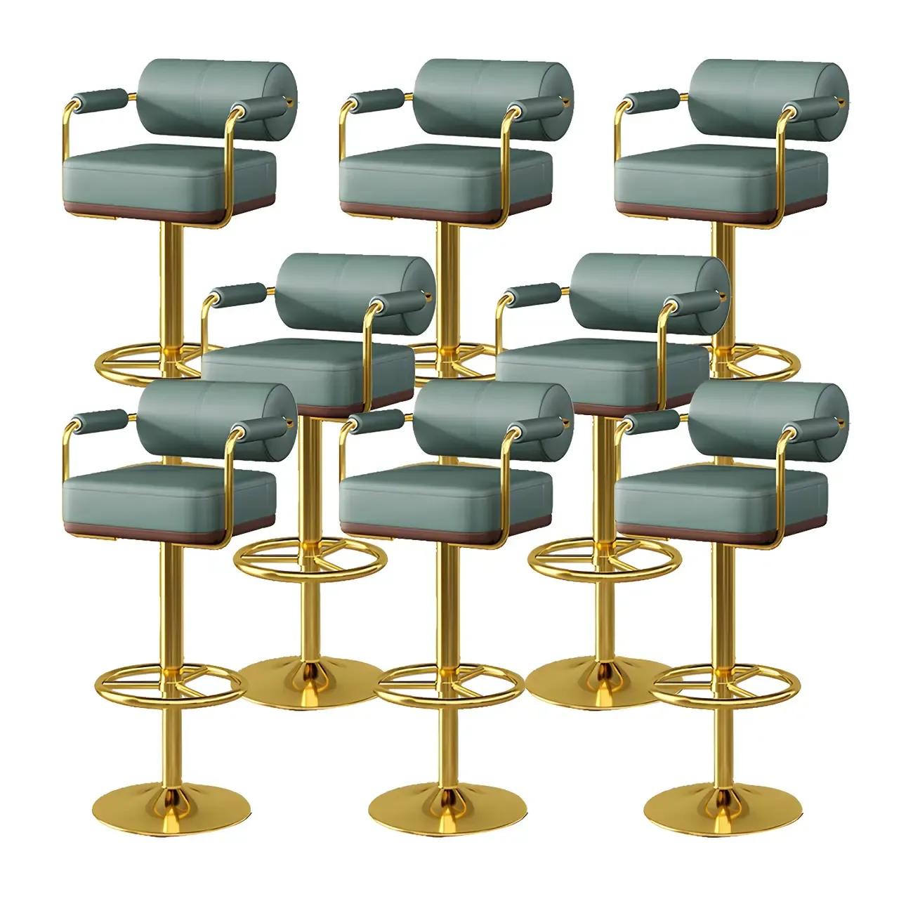Stylish Leather Adjustable Bar Stools with Backrest for Home Bar Image - 27