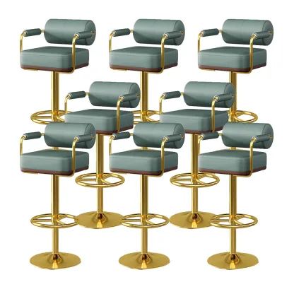 Stylish Leather Adjustable Bar Stools with Backrest for Home Bar Image - 27