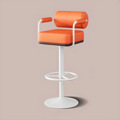 Stylish Leather Adjustable Bar Stools with Backrest for Home Bar Image - 28