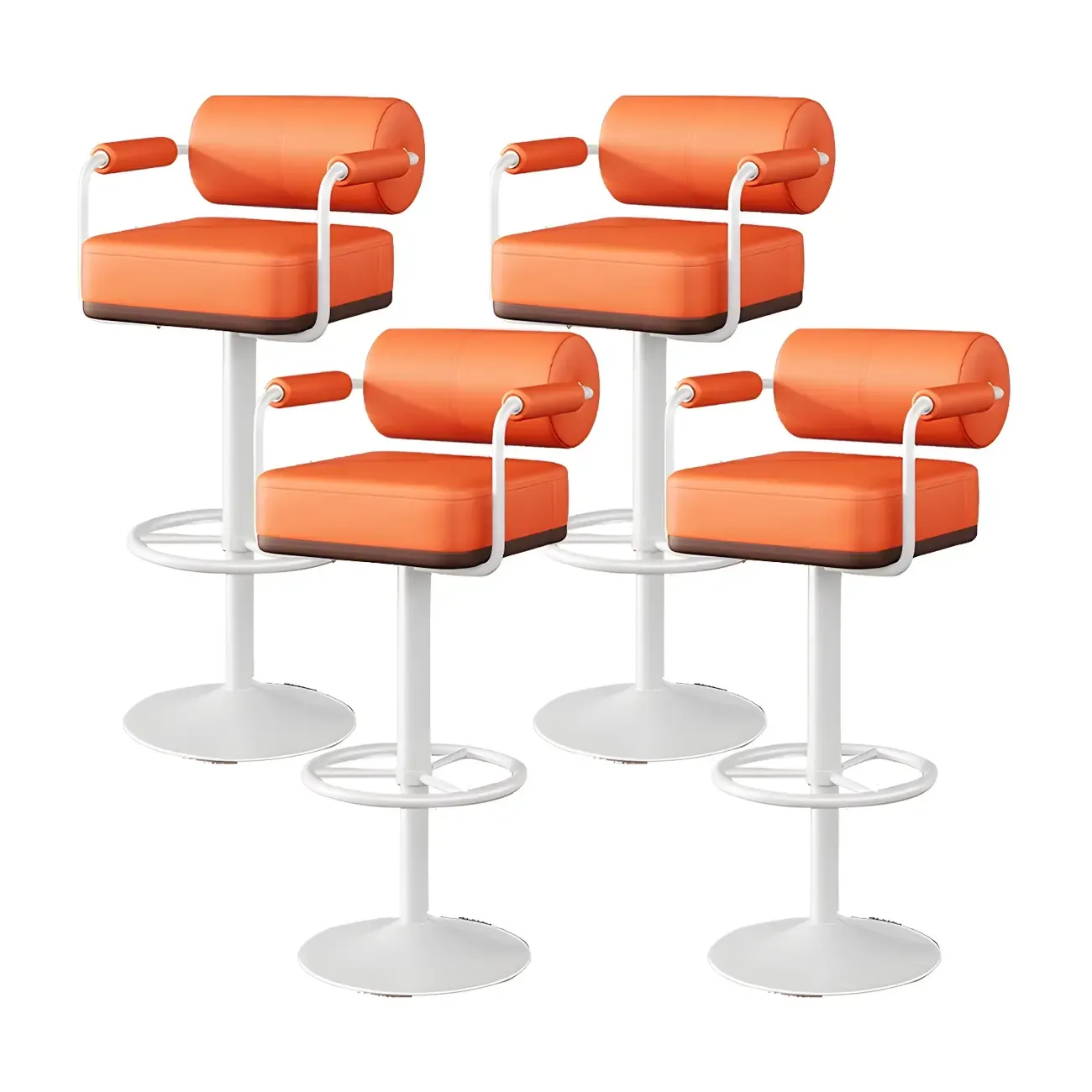 Stylish Leather Adjustable Bar Stools with Backrest for Home Bar Image - 30