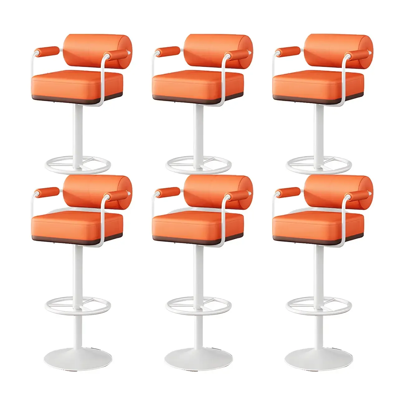 Stylish Leather Adjustable Bar Stools with Backrest for Home Bar Image - 31