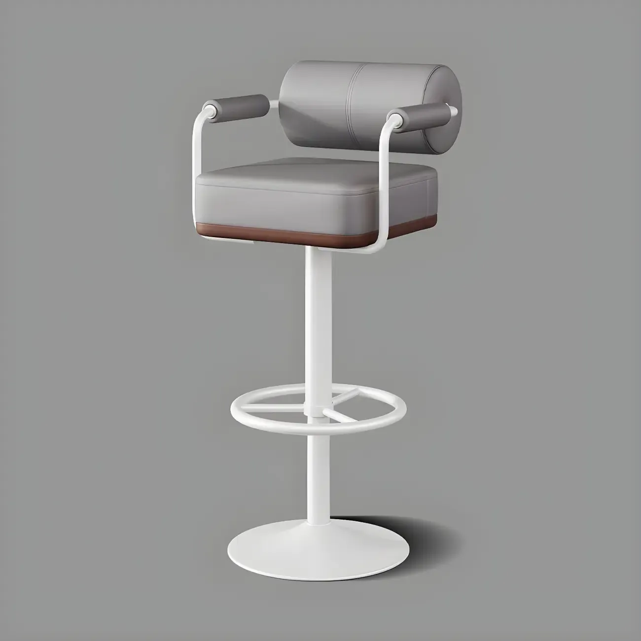 Stylish Leather Adjustable Bar Stools with Backrest for Home Bar Image - 33