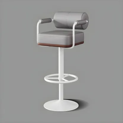 Stylish Leather Adjustable Bar Stools with Backrest for Home Bar Image - 33