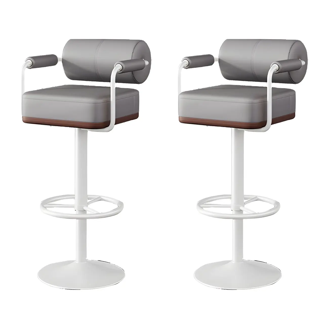 Stylish Leather Adjustable Bar Stools with Backrest for Home Bar Image - 34 | homeyfad