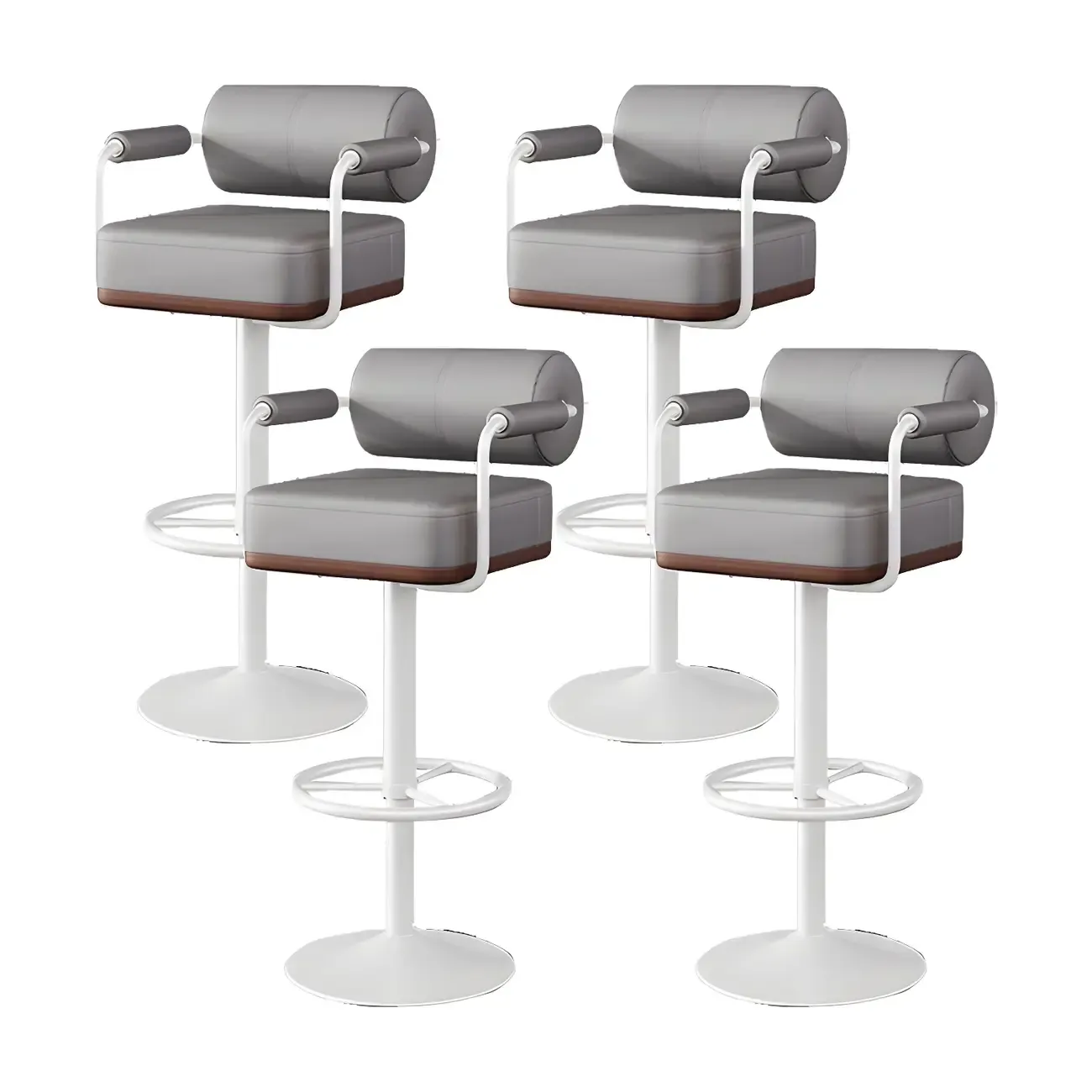 Stylish Leather Adjustable Bar Stools with Backrest for Home Bar Image - 35