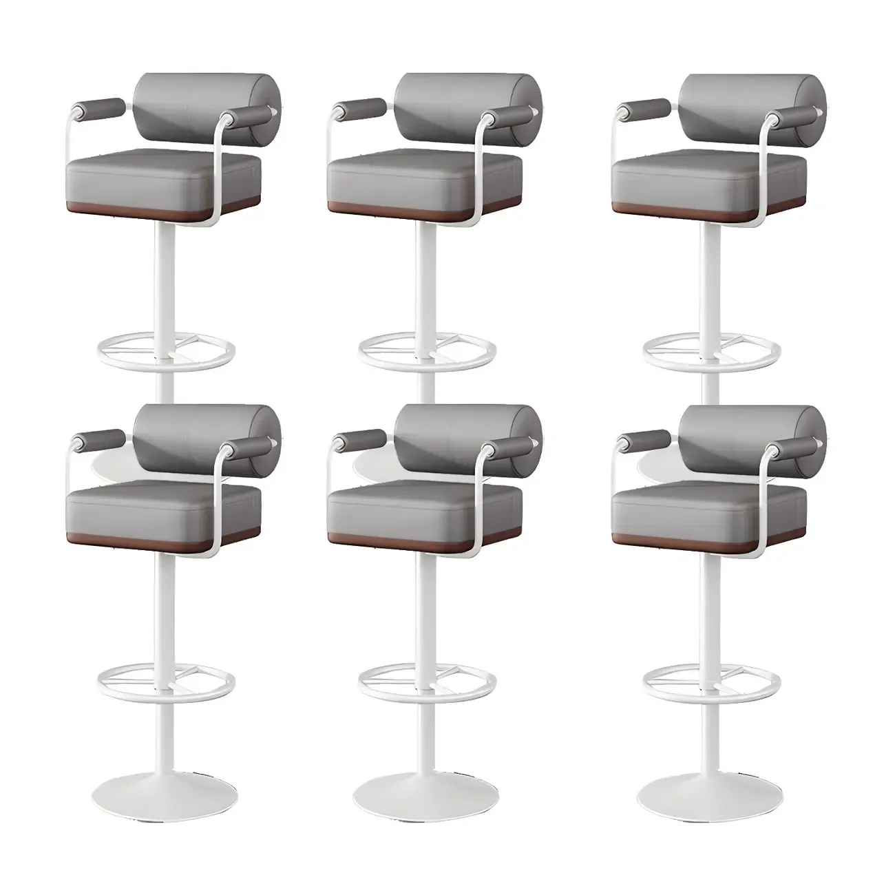 Stylish Leather Adjustable Bar Stools with Backrest for Home Bar Image - 36