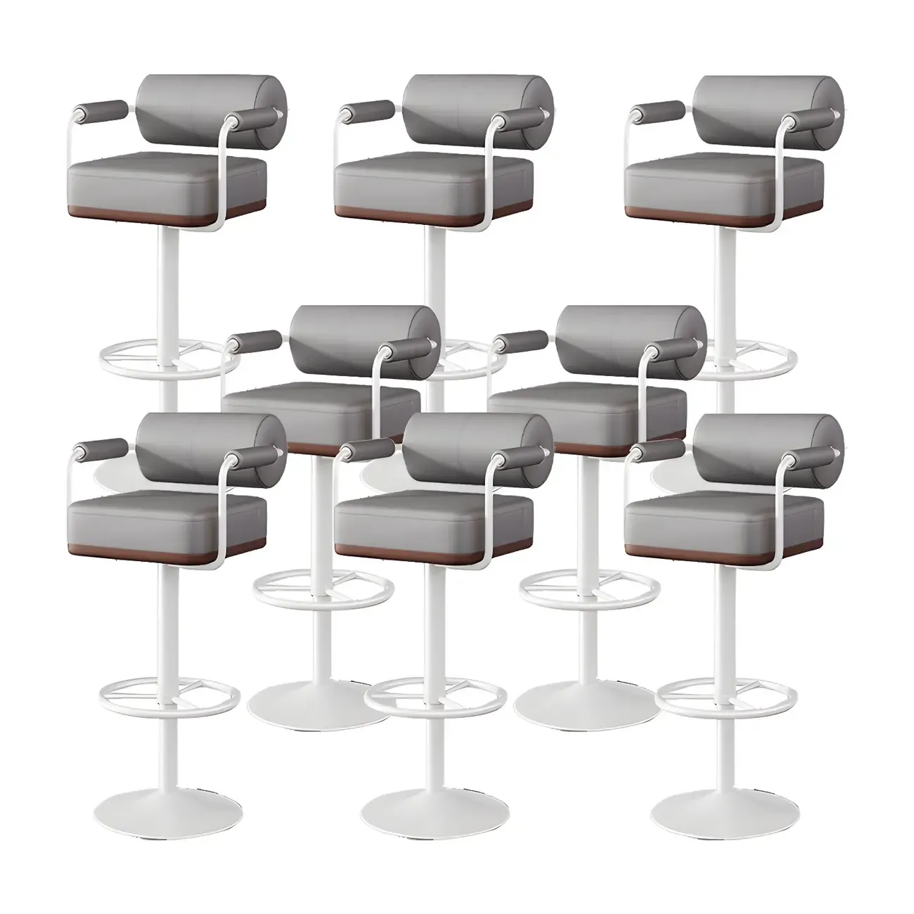 Stylish Leather Adjustable Bar Stools with Backrest for Home Bar Image - 37