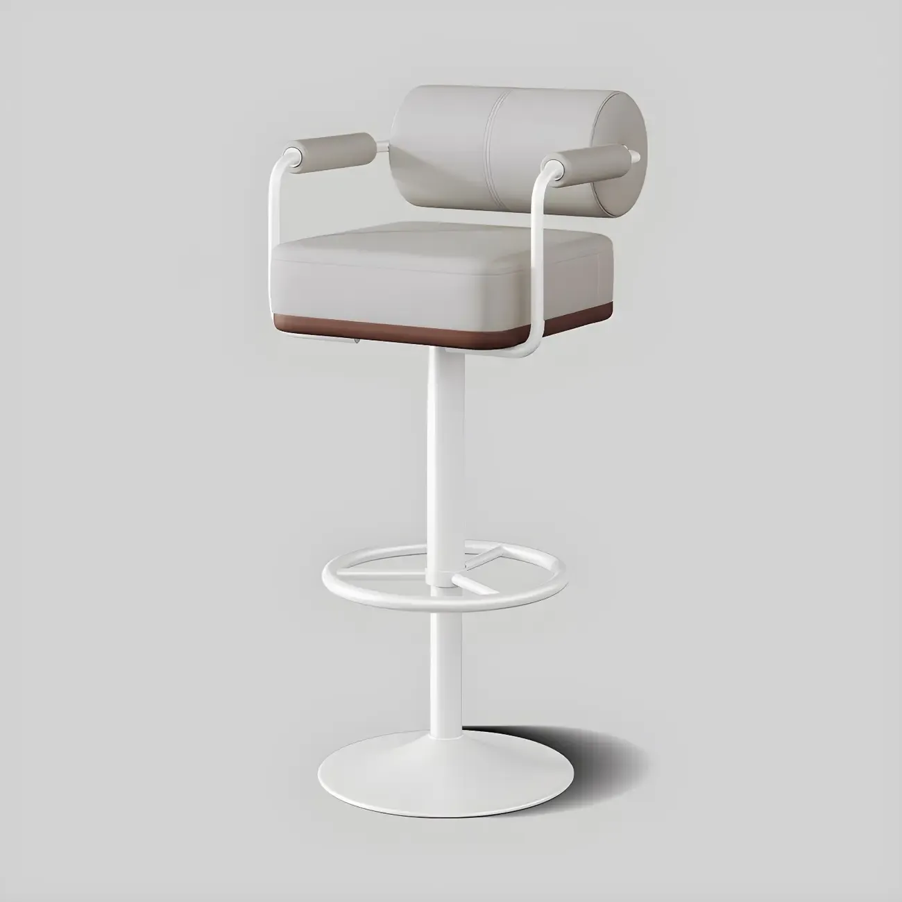 Stylish Leather Adjustable Bar Stools with Backrest for Home Bar Image - 38