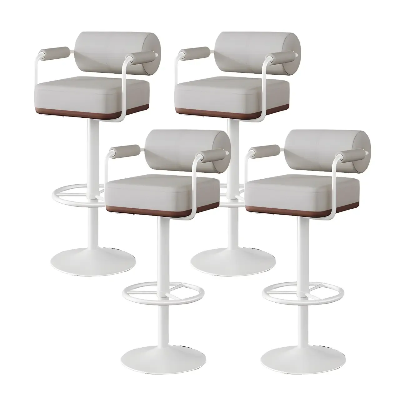 Stylish Leather Adjustable Bar Stools with Backrest for Home Bar Image - 40