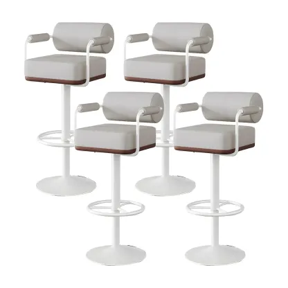 Stylish Leather Adjustable Bar Stools with Backrest for Home Bar Image - 40