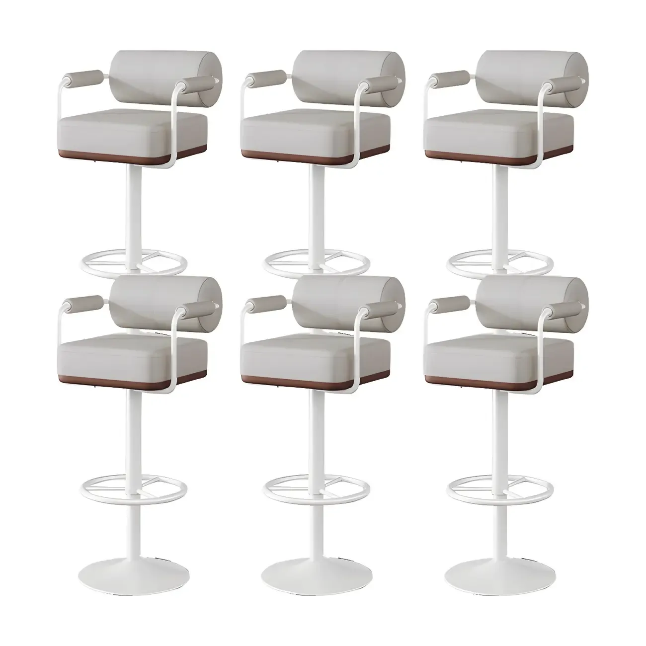 Stylish Leather Adjustable Bar Stools with Backrest for Home Bar Image - 41