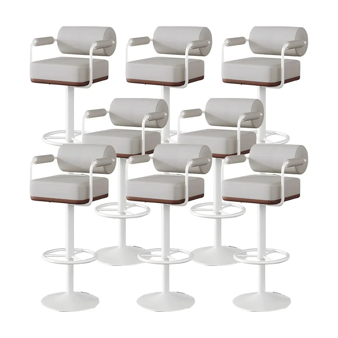 Stylish Leather Adjustable Bar Stools with Backrest for Home Bar Image - 42