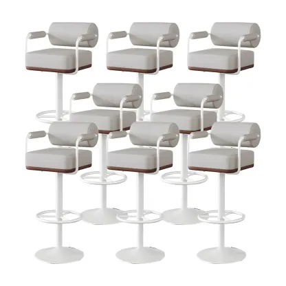 Stylish Leather Adjustable Bar Stools with Backrest for Home Bar Image - 42